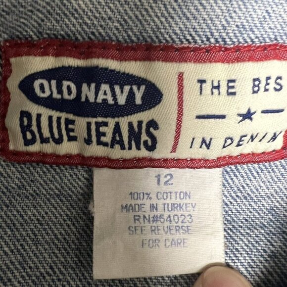 Old Navy Y2K Denim Jean Jacket Girls Size 12 Medium Embroidery Flowers 2000 Vtg - Picture 16 of 16